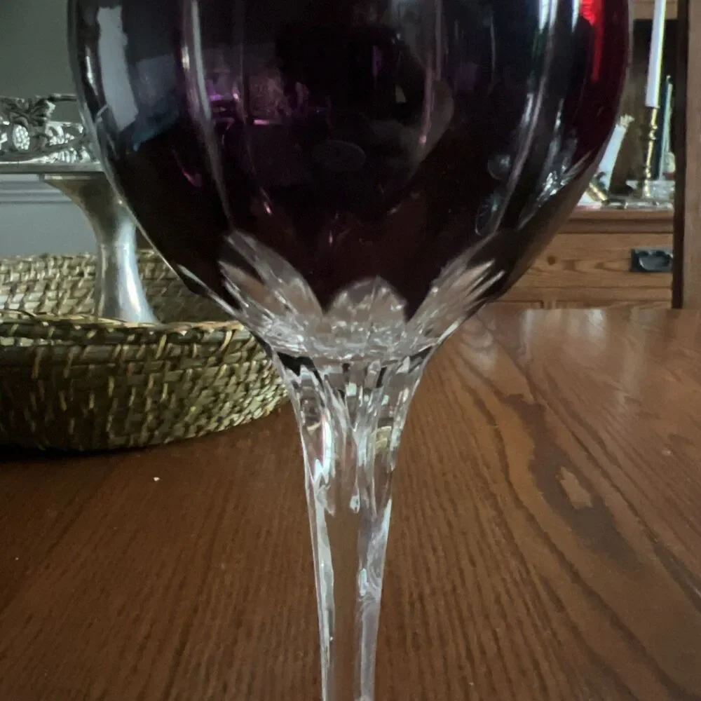 AJKA Marsala Cut-to-Clear 8.25” Crystal Wine Glasses,‎ Set of 4, Various Colors